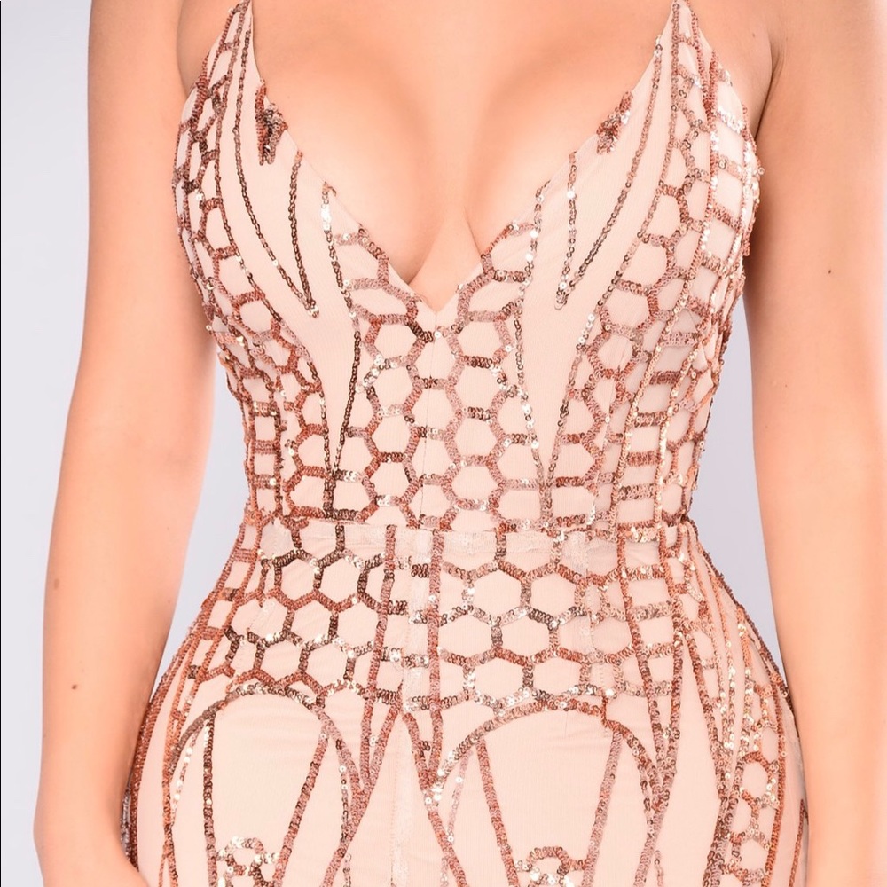 Formal Rose Gold Sequin Dress - Picture 2 of 8